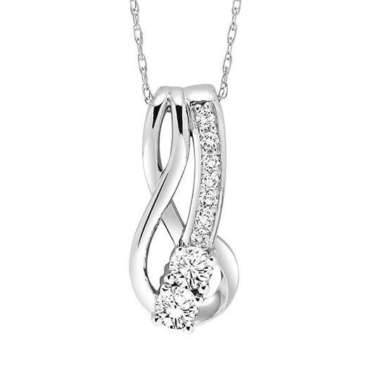 14K Diamond Two Stone Pendant 1/2 ctw