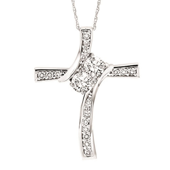 14K Diamond Two Stone Pendant 1 ctw