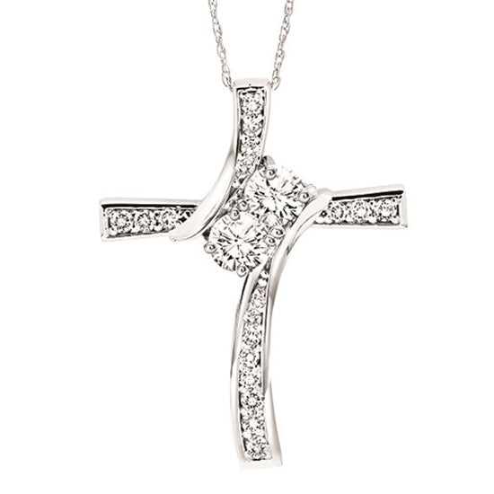 14K Diamond Two Stone Pendant 1/4 ctw