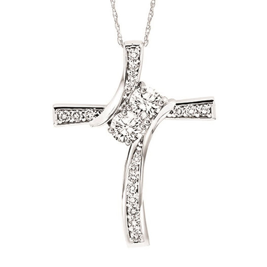 14K Diamond Two Stone Pendant 1/2 ctw