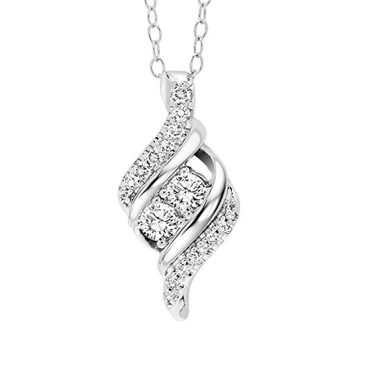 14K Diamond Two Stone Pendant 1/2 ctw