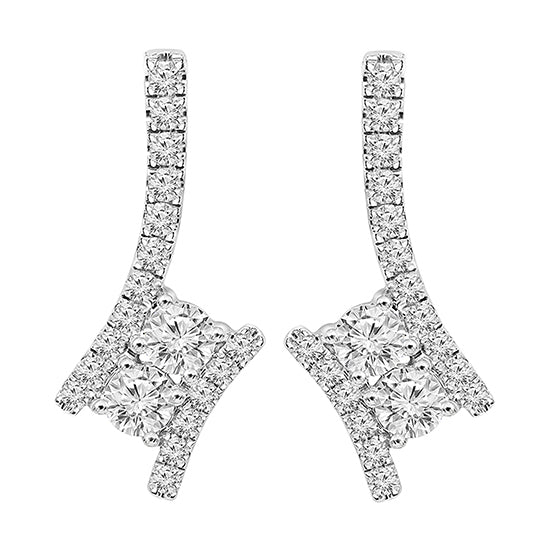 14K Diamond Two Stone Earring 1 1/2 ctw