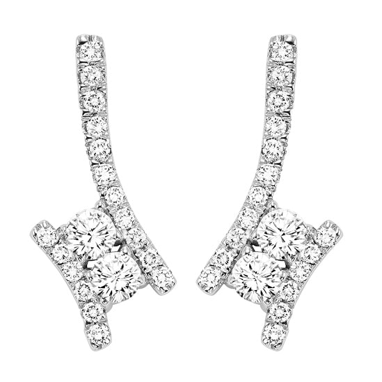 14K Diamond Two Stone Earring 1/4 ctw