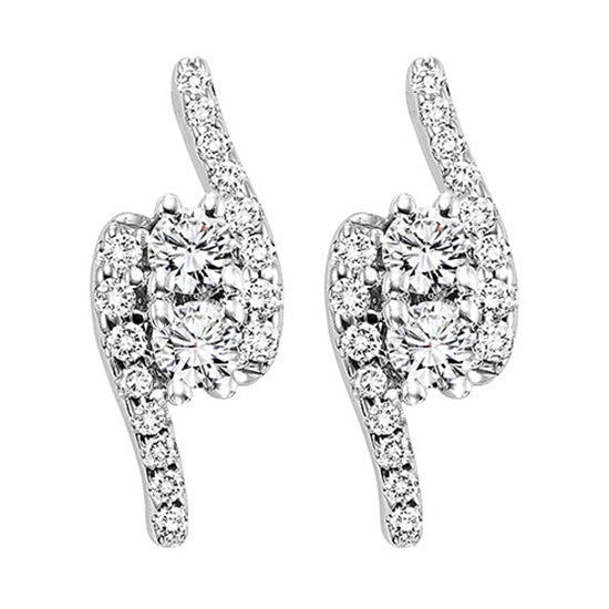 14K Diamond Two Stone Earring 1 ctw