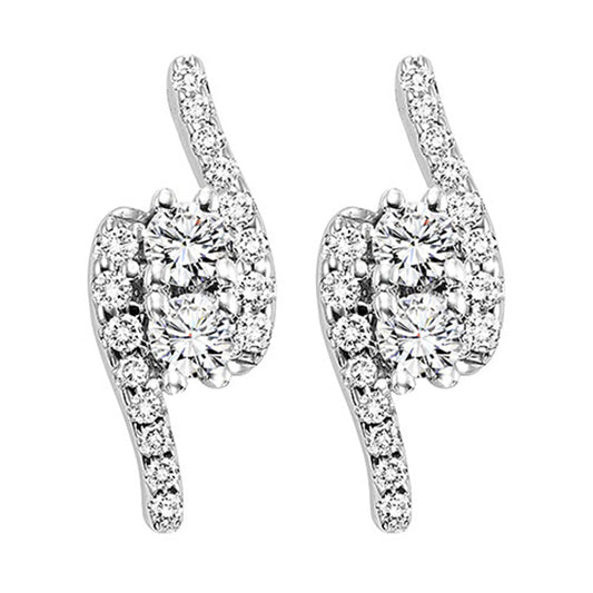 14K Diamond Two Stone Earring 3/4 ctw