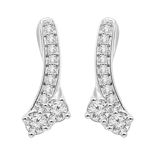 14K Diamond Two Stone Earring 1 ctw