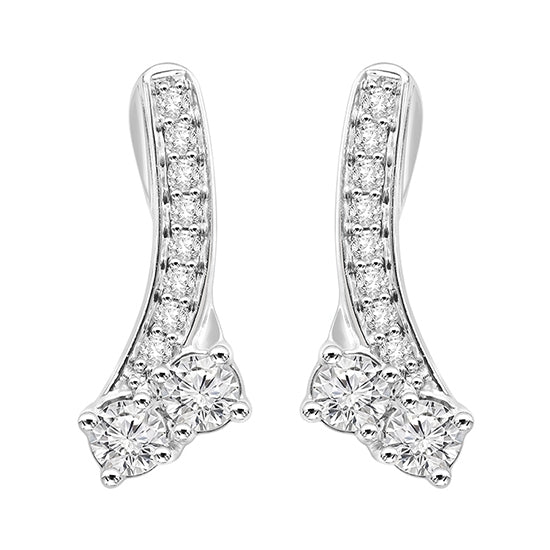 14K Diamond Two Stone Earring 1 ctw