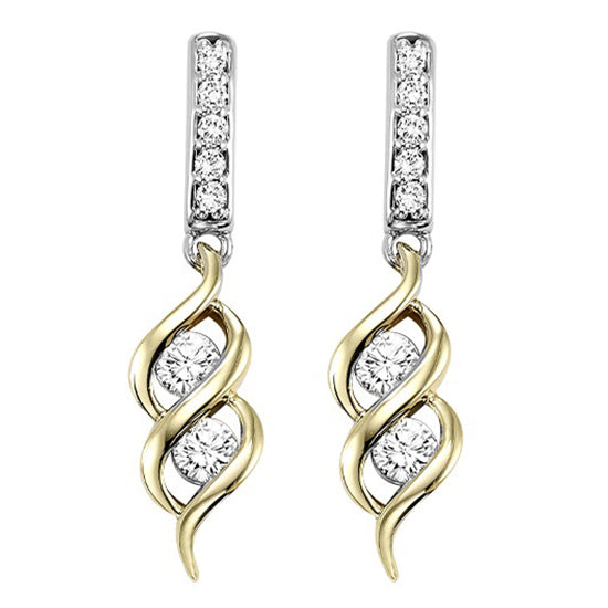 14K Diamond Two Stone Earrings 1/3 ctw