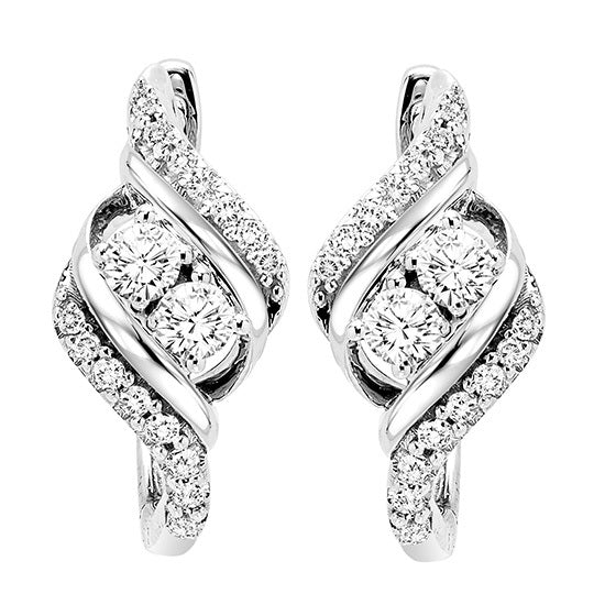 14K Diamond Two Stone Earrings 5/8 ctw