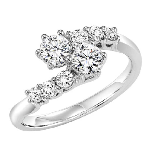 14K Diamond Two Stones Ring  1/2 ctw