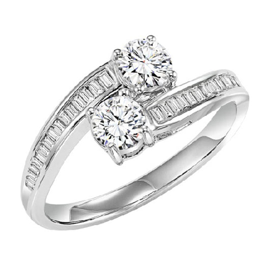 14K Diamond Two Stones Ring  1/2 ctw