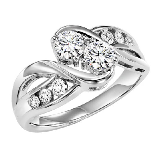 14K Diamond Two Stones Ring  1/2 ctw