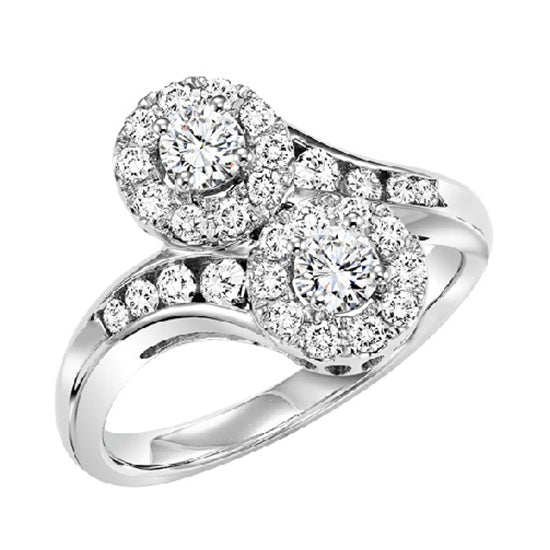 14K Diamond Two Stones Ring  1/2 ctw