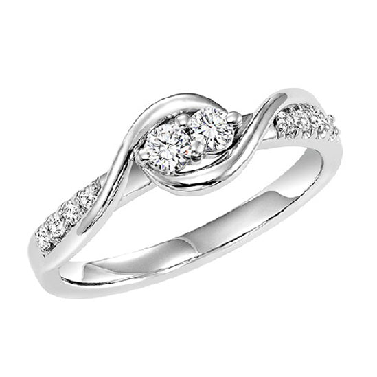 14K Diamond Two Stones Ring  1/4 ctw