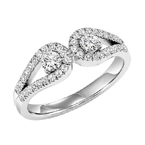 14K Diamond Two Stone Ring 1/2 ctw