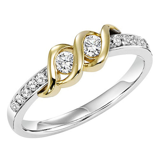 14K Diamond Twogether Ring 1/4 ctw