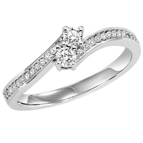 14K Diamond Two Stone Ring 1 ctw