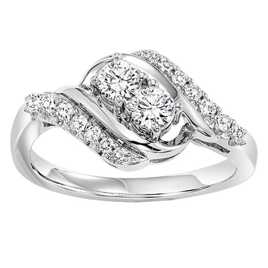 14K Diamond Two Stone Ring 1/2 ctw