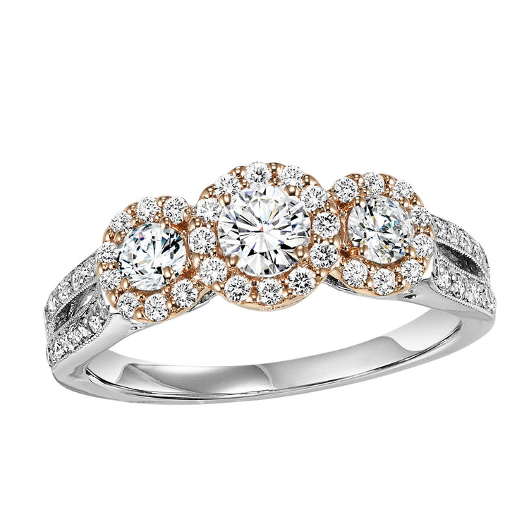 14K Diamond 1 ctw Engagement Ring Complete