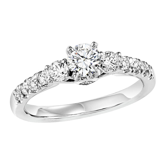 14K Diamond 1/2 ctw Engagement With 1/2 ct Center Diamond