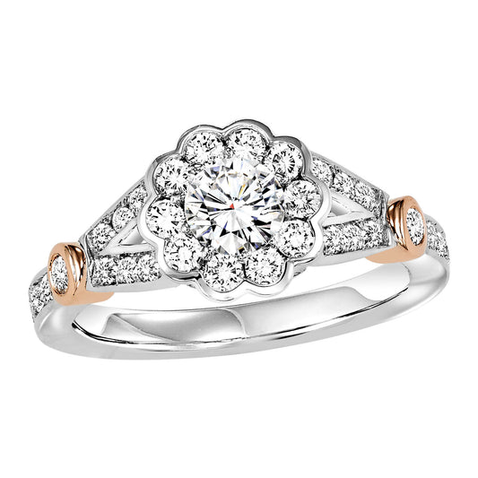 14K Diamond 1/2 ctw Engagement With 1/2 ct Center Diamond