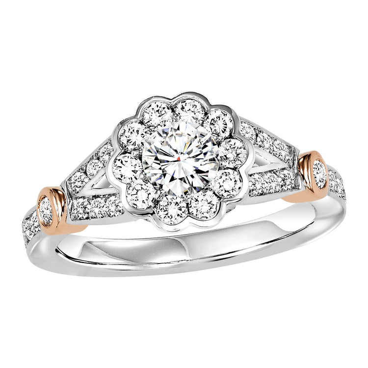 14K Diamond 1/2 ctw Engagement With 1/2 ct Center Diamond