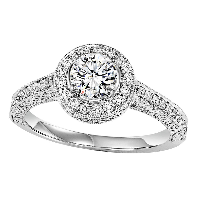 14K Diamond 3/8 ctw Engagement With 3/4 ct Center Diamond