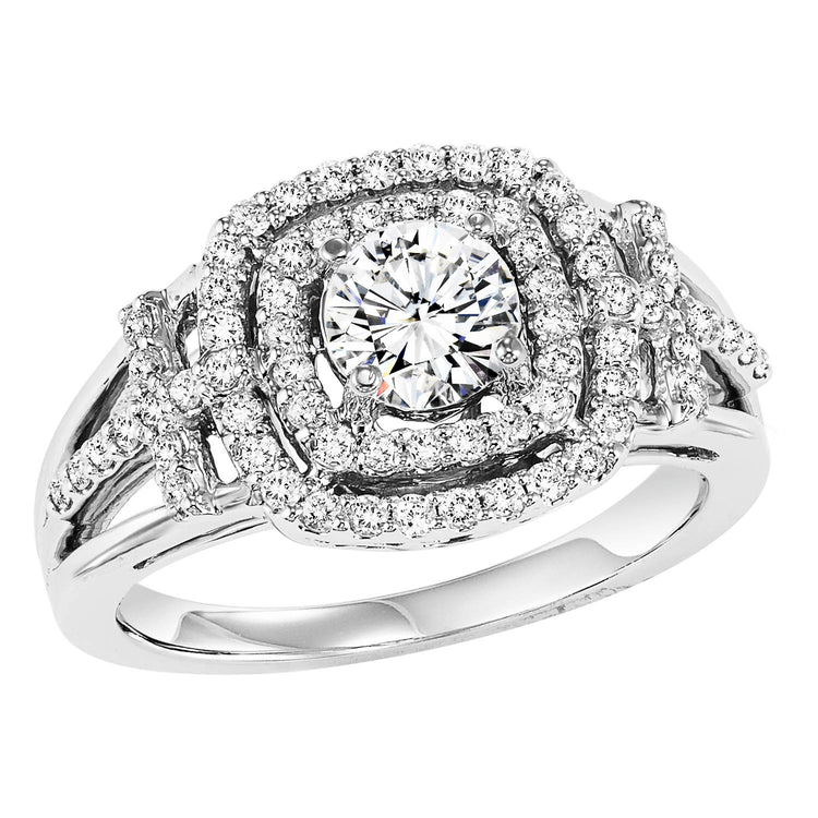 14K Diamond 1/2 ctw Engagement With 3/4 ct Center Diamond