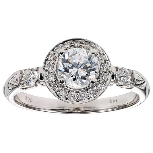 14K Diamond 1/4 ctw Engagement With 3/4 ct Center Diamond