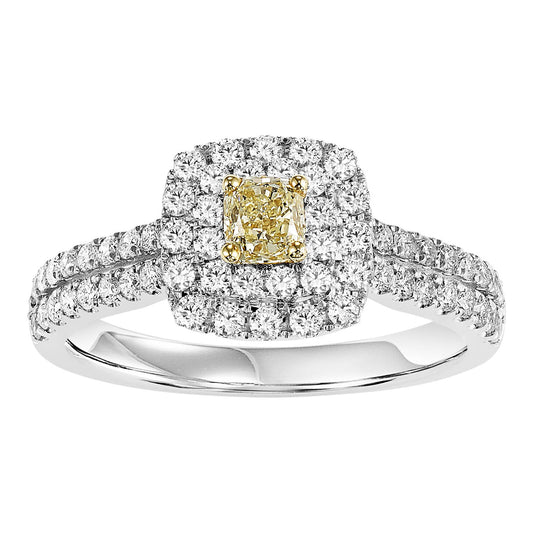 14K Diamond 1 ctw Engagement Ring with Yellow Center Diamond