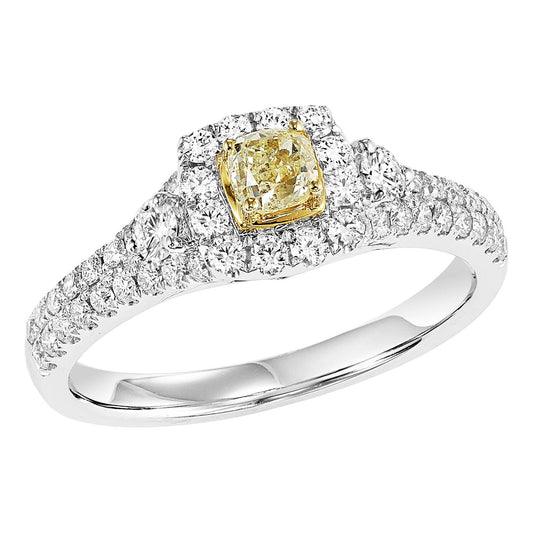 14K Diamond 7/8 ctw Engagement Ring with Yellow Center Diamond