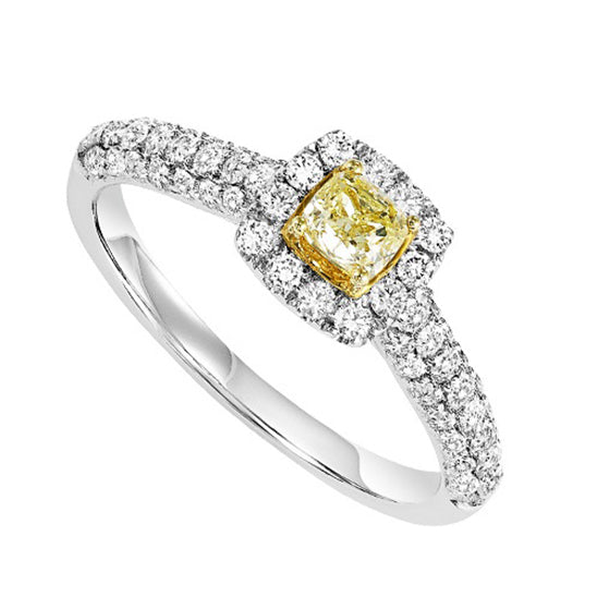 14K Diamond 1 ctw Engagement Ring with Yellow Center Diamond