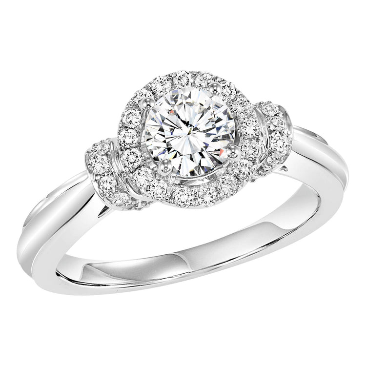 14K Diamond 1/4 ctw Engagement With 3/4 ct Center Diamond