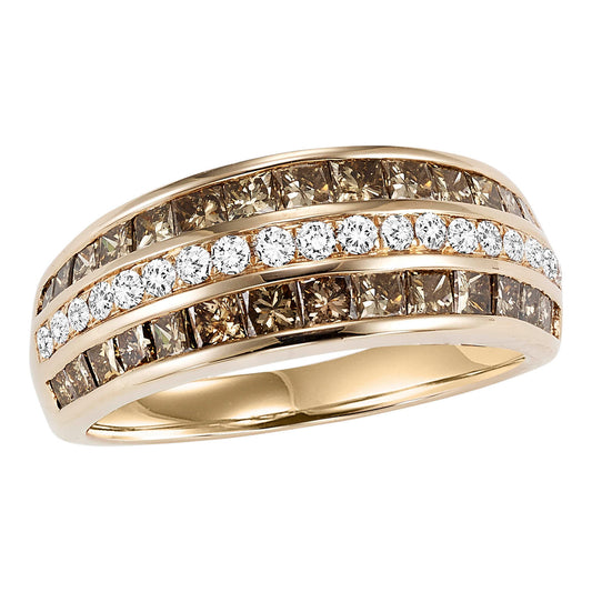 14K Diamond 1 1/2 ctw Brown & White Diamond Band