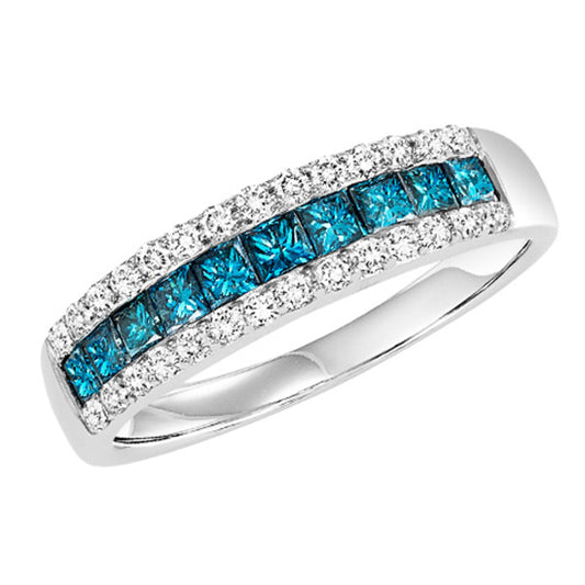 14K Diamond 1 ctw Blue & White Diamond Band