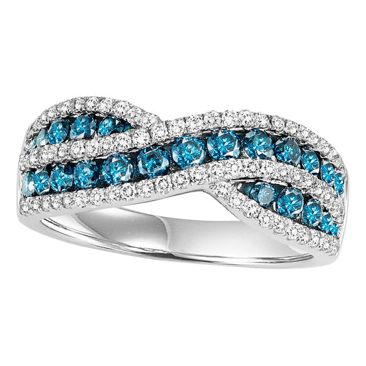 14K Diamond 1 1/4 ctw Blue & White Diamond Band